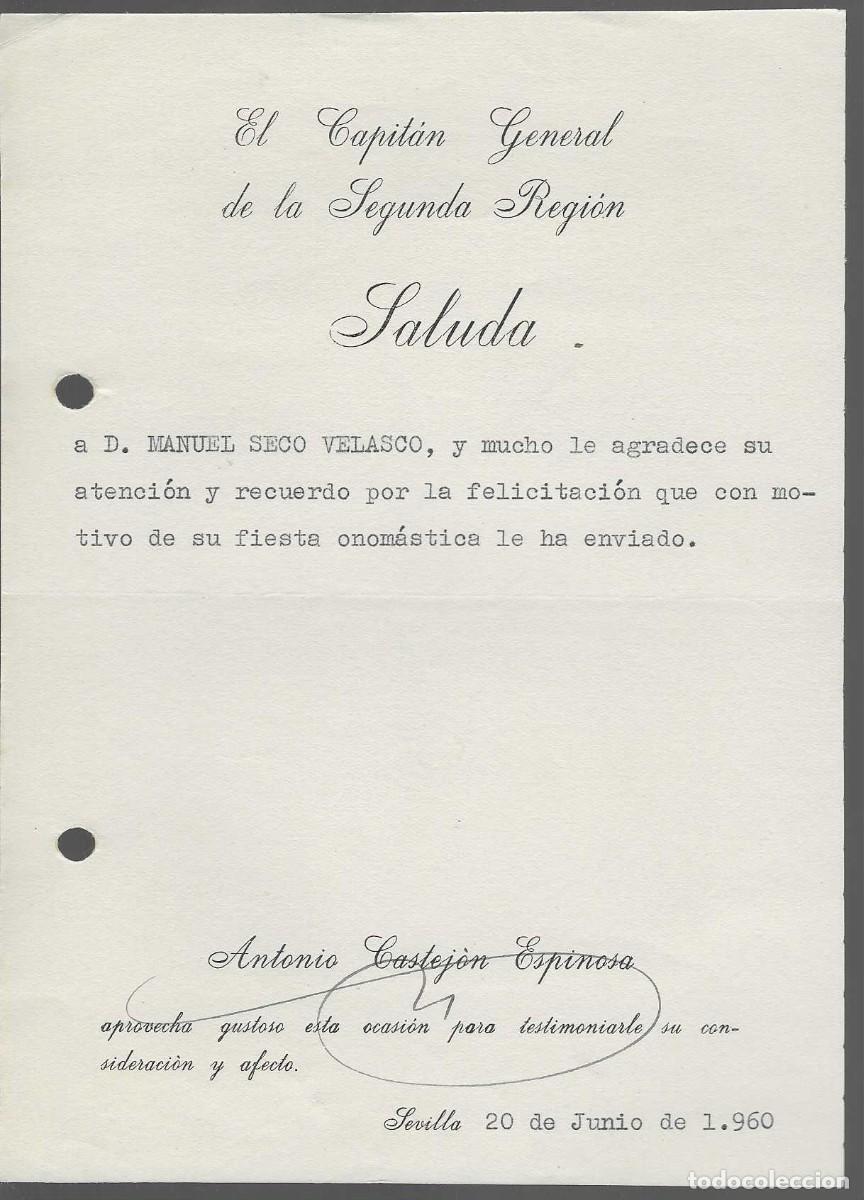 Militaria: LA CARRACA- CADIZ- EL CAPITAN GENERAL DE LA 2&ordm; REGION -SALUDA- D.MANUEL SECO VELAZCO,, VER FOTOS