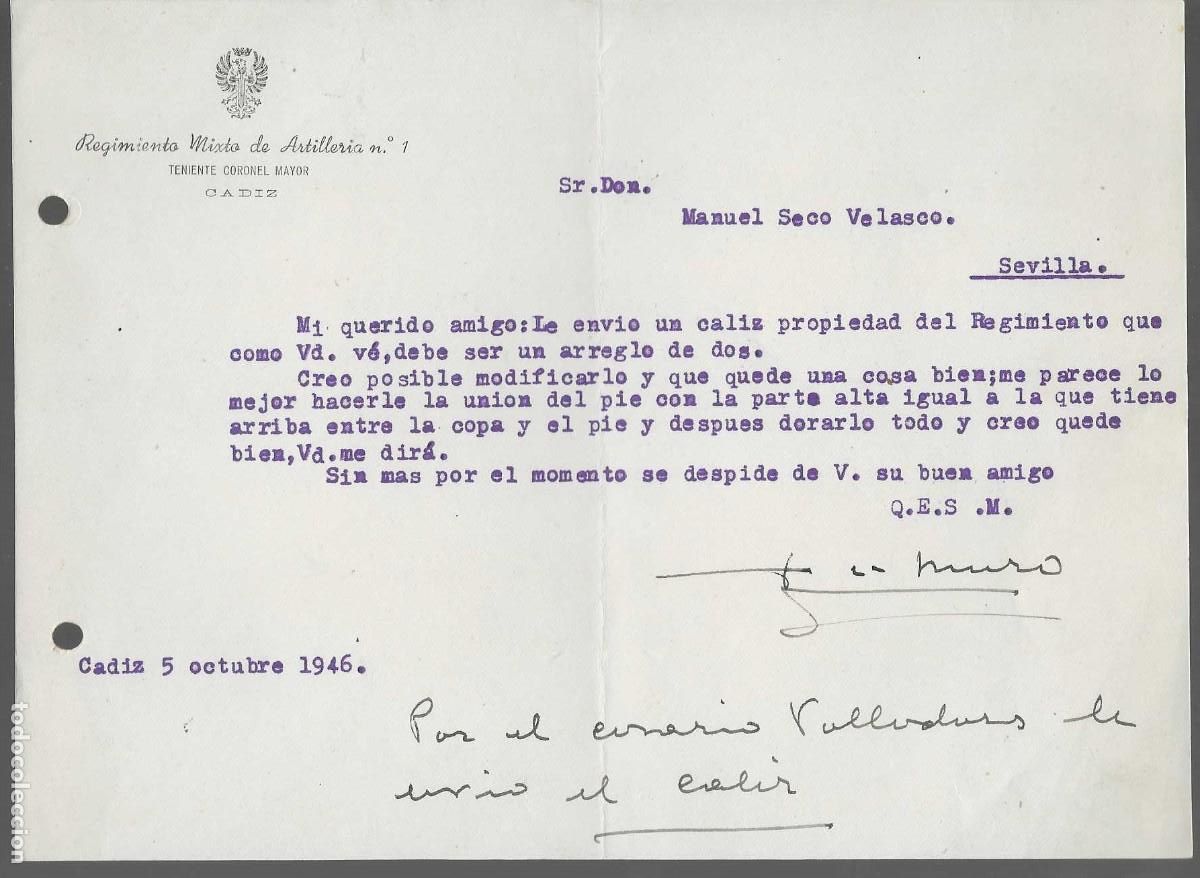 Militaria: CADIZ- REG. MIXTO DE ARTILLERIA.-N&ordm; 1,- TENIENTE CORONEL MAYOR, D.MANUEL SECO VELAZCO,, VER FOTOS