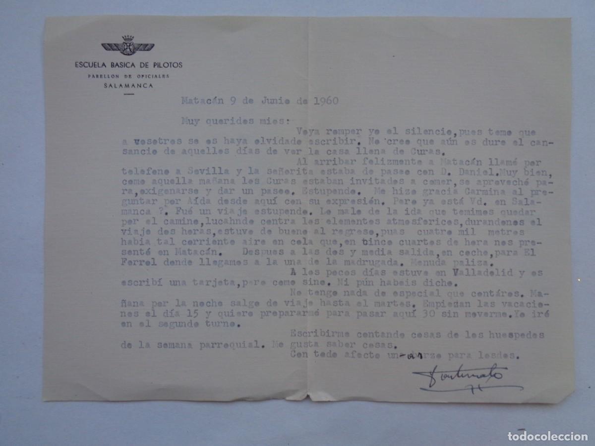 Militaria: ESCUELA BASICA DE PILOTOS - PABELON OFICIALES- SALAMANCA : CARTA PERSONAL. MATACAN, 1960
