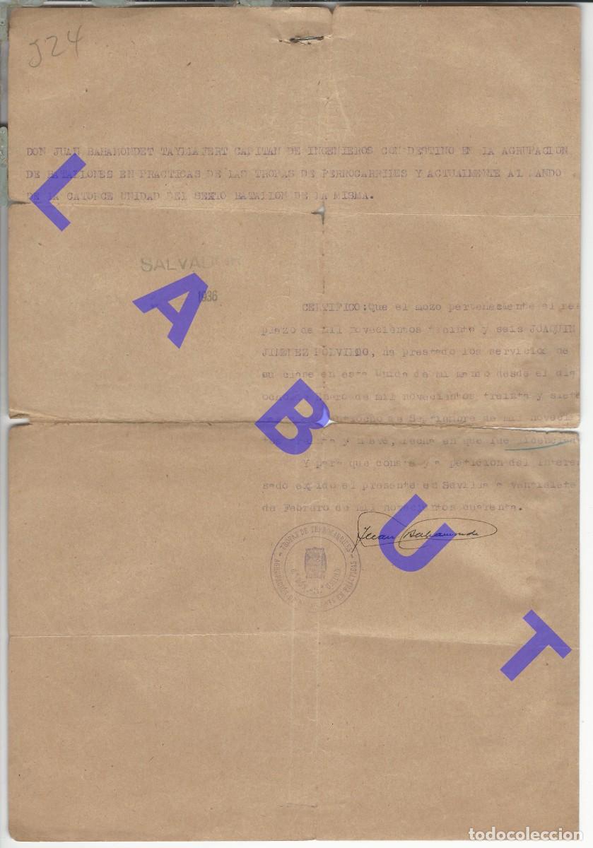 Militaria: TROPAS DE FERROCARRILES CAPITAN JUAN BAHAMONDE FIRMANTE SEVILLA 1940 J24