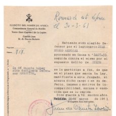 Militaria: LEGIÓN.- JUICIO DELITO DE HURTO. EJERCITO DEL NORTE DE ÁFRICA. TERCIO GRAN CAPITÁN. 1961