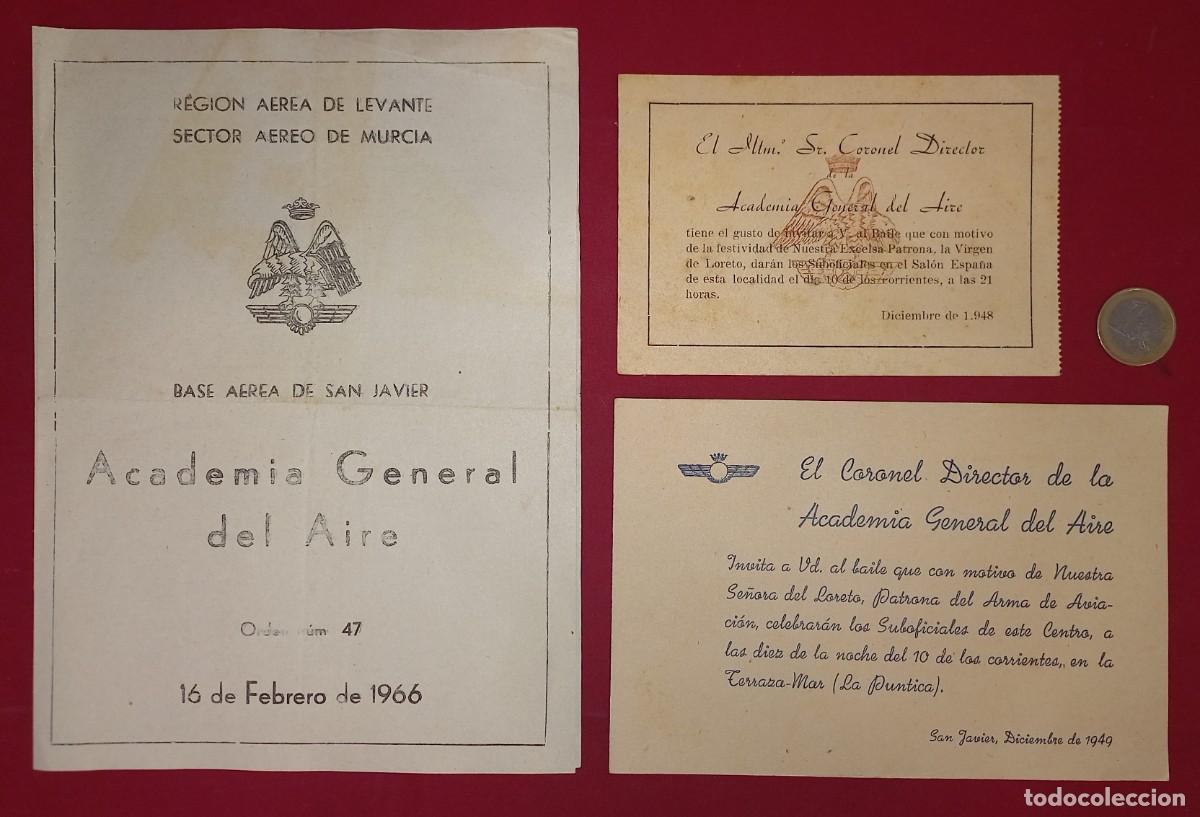 Militaria: ORDEN DE DIA E INVITACION DEL CORONEL DE LA ACADEMIA DE LA BASE AEREA DE SAN JAVIER