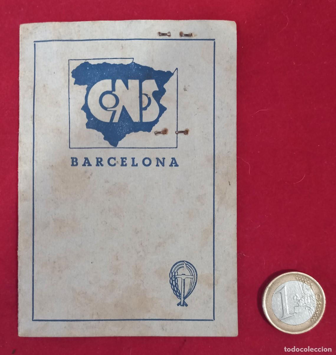 Militaria: CARNET CENTRAL NACIONAL SINDICALISTA - BARCELONA 1939