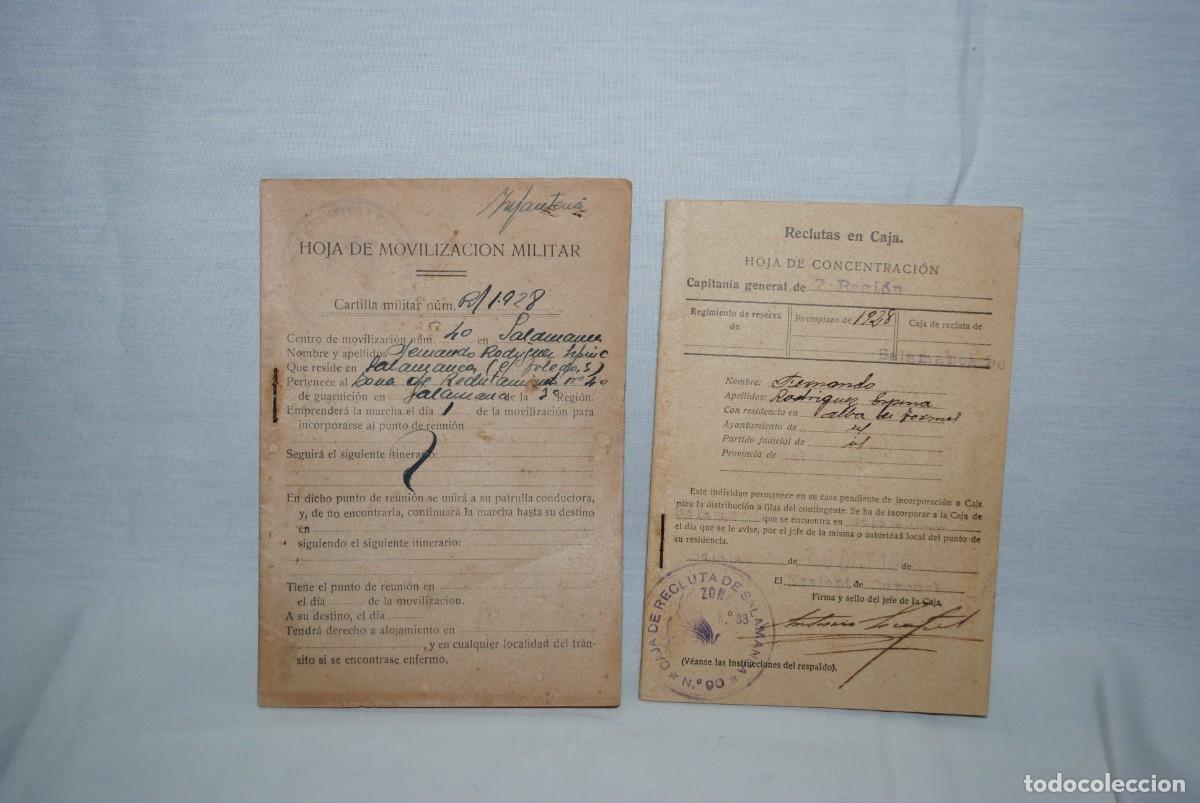 Militaria: HOJA DE MOVILIZACION MILITAR . 1928