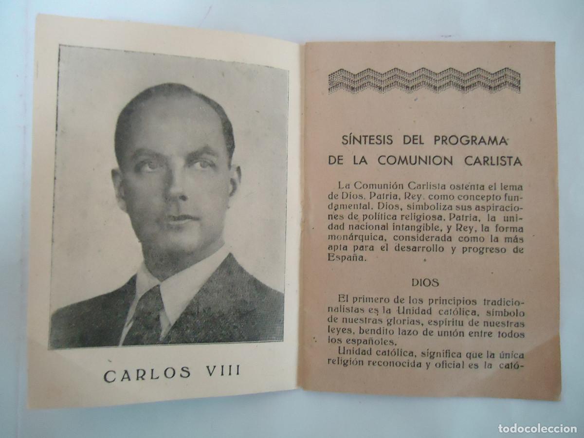 Militaria: LIBRILLO DE LA SINTESIS DEL PROGRAMA DE LA COMUNION CARLISTA. PP. -7 - Foto 2