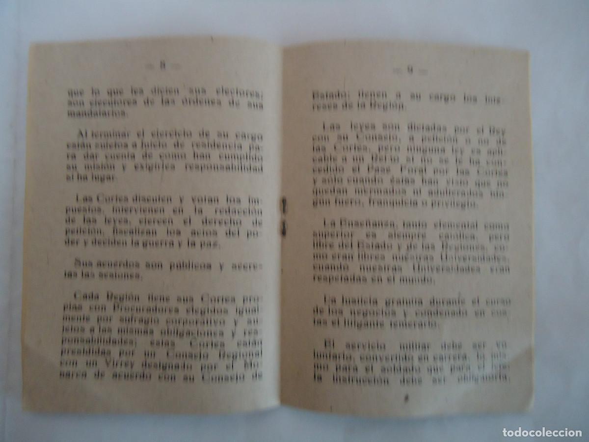 Militaria: LIBRILLO DE LA SINTESIS DEL PROGRAMA DE LA COMUNION CARLISTA. PP. -7 - Foto 3