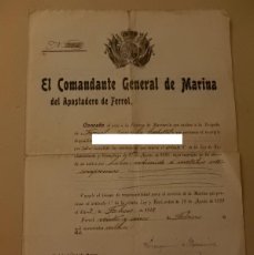 Militaria: DOCUMENTO DE CONCESIÓN DE RESERVA. COMPROMISO REDIMIDO A METÁLICO. MARINA DE GUERRA. 1914.. Lote 388156049