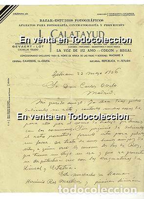 Militaria: J. CALATAYUD. 1936. TETU&Aacute;N. HERMINIO ROS MART&Iacute;NEZ. EXCOMBATIENTE. FALANGISTA.