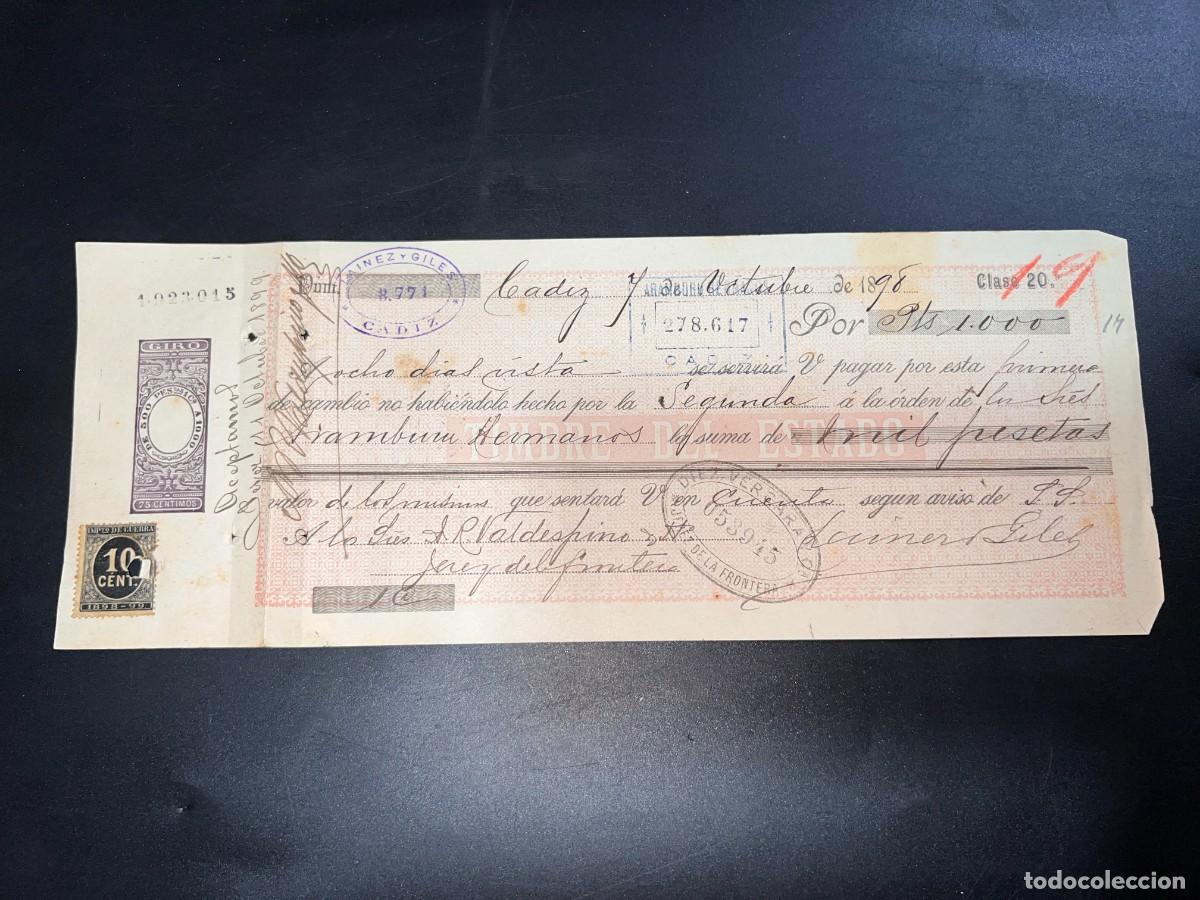 Military Antiques: LETRA, CON SELLO IMPUESTO DE GUERRA, CUBA - FILIPINAS 1.898-99, C&Aacute;DIZ 7 OCTUBRE 1.898