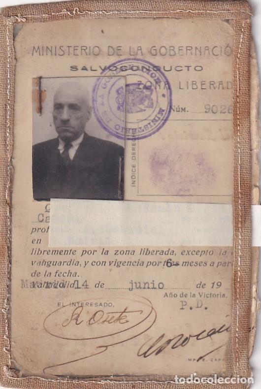 Militaria: Salvoconducto zona liberada. Ministerio de la gobernaci&oacute;n. Jefatura.