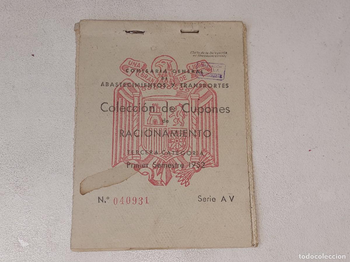 Militaria: ANTIGUA CARTILLA DE RACIONAMIENTO AVILA SERIE AV PRIMER SEMESTRE A&Ntilde;O 1952 CUPONES RACIONAMIENTO
