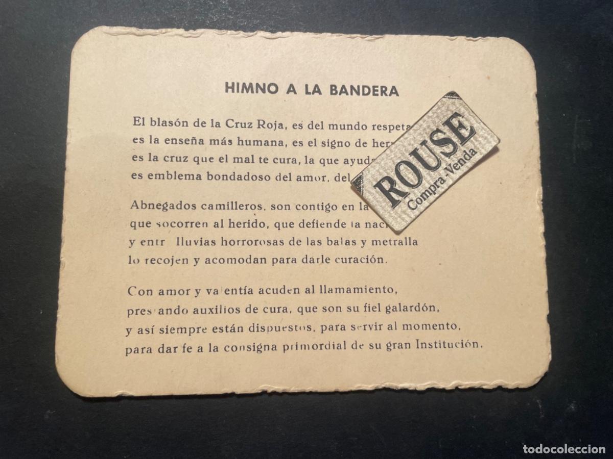 Military Antiques: GUERRA CIVIL - CRUZ ROJA - HIMNO A LA BANDERA , CARTON 12,5X9,5 CM.