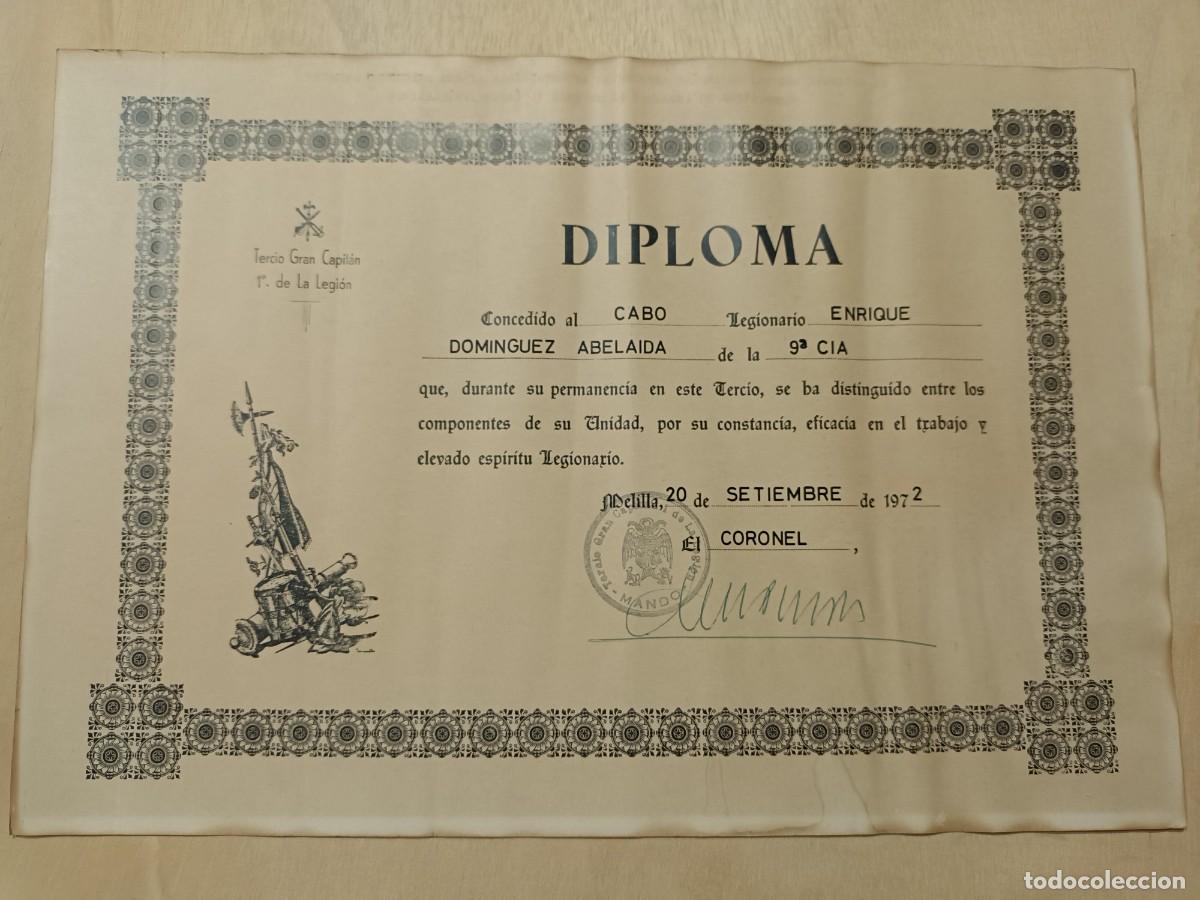 Militaria: Lote diploma y fotos tercio Gran Capit&aacute;n de la Legi&oacute;n, a&ntilde;o 1972, ver las fotos