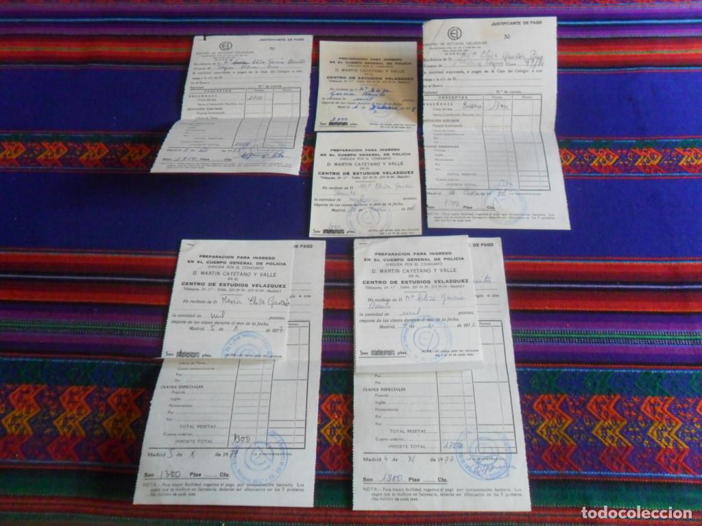 Militaria: 4 JUSTIFICANTE DE PAGO PREPARACI&Oacute;N INGRESO CUERPO GENERAL DE POLIC&Iacute;A CENTRO ESTUDIOS VEL&Aacute;ZQUEZ. 1977