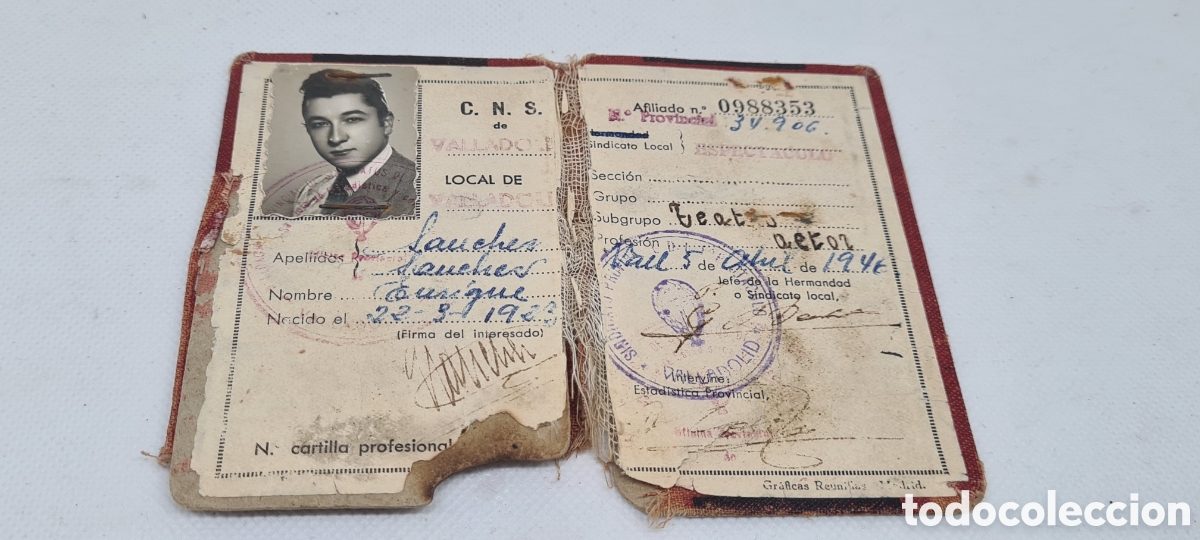 Militaria: CARNET AFILIADO FALANGE 1946