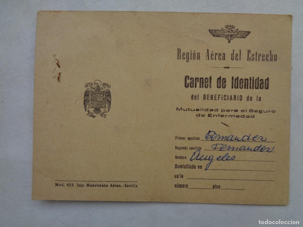 Military Antiques: AVIACION - REGION AEREA DEL ESTRECHO : CARNET MUTIALIDAD SEGURO ENFERMEDAD. SEVILLA, 1965