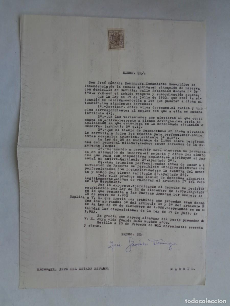 Military Antiques: CATA AL JEFE DEL ESTADO ESPA&Ntilde;OL DE UN COMANDANTE DE INTENDENCIA. SEVILLA, 1967 . VI&Ntilde;ETA, ETC