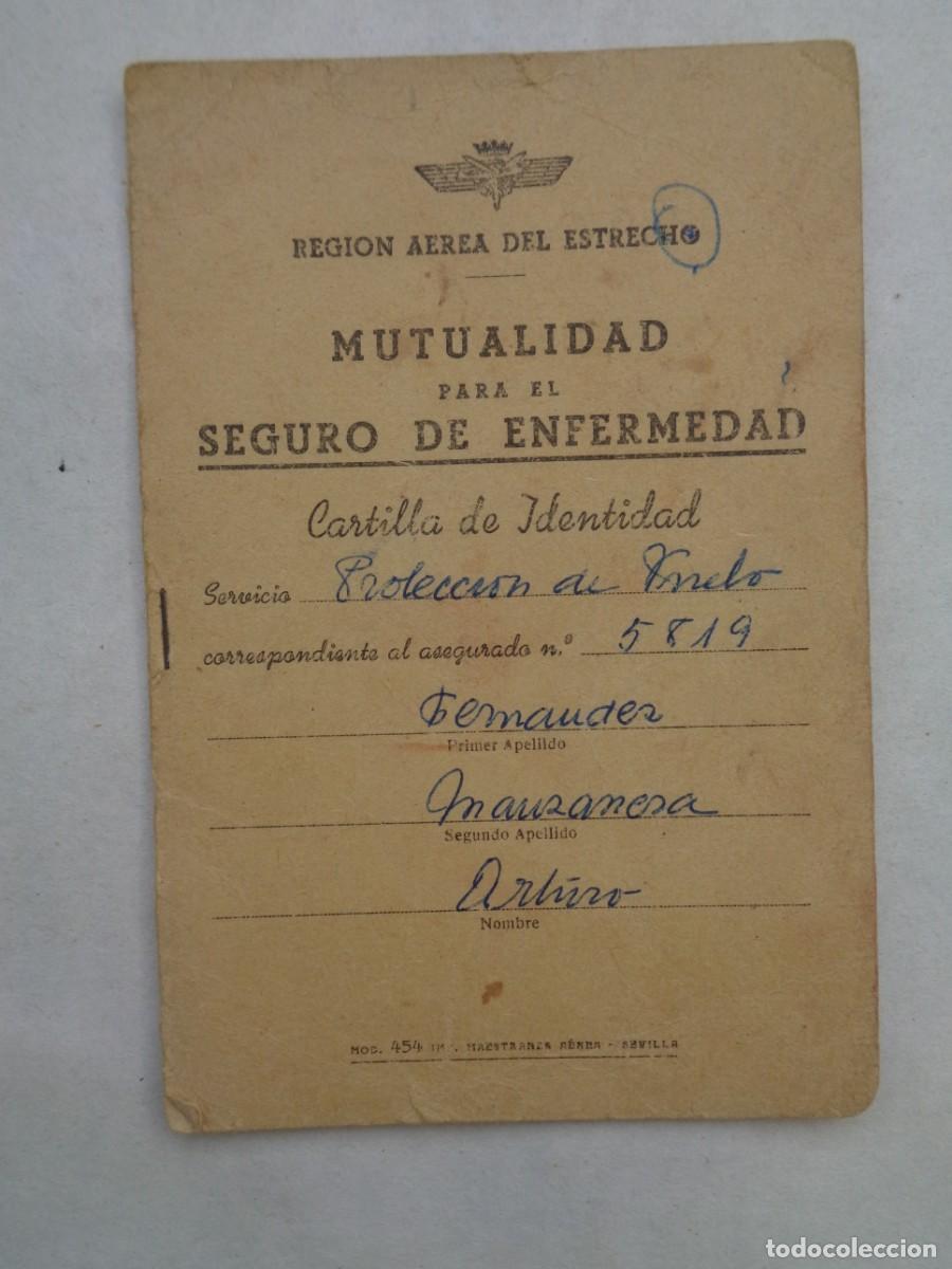 Militaria: AVIACION - REGION AEREA DEL ESTRECHO : CARTILLA MUTIALIDAD SEGURO ENFERMEDAD. SEVILLA, 1965