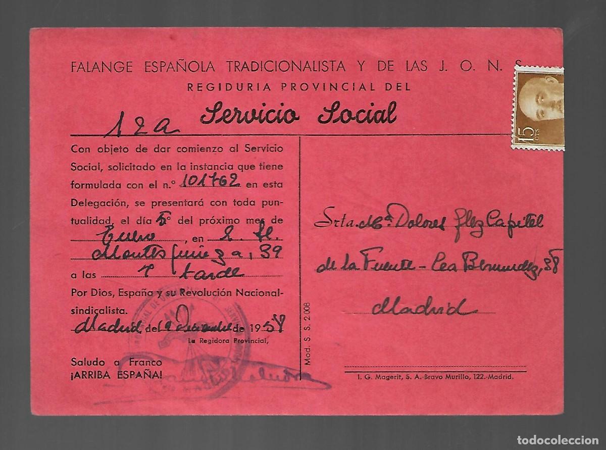 Military Antiques: M12- CERTIFICADO DE LA FALANGE ESPA&Ntilde;OLA DE LAS J.O.N.S. DEL 19- 12- 1.958