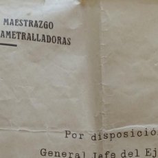 Militaria: GUERRA CIVIL 1939 CERTIFICADO FIRMADO MEDALLAS BATALLA EBRO CUERPO DEL EJERCITO MAESTRAZGO BATALLON. Lote 399453159