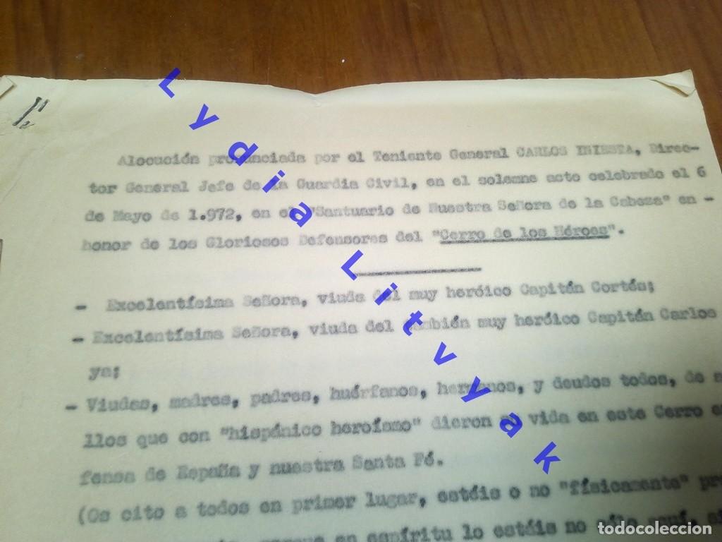 Military Antiques: GENERAL GUARDIA CIVIL CARLOS INIESTA SANTUARIO NUESTRA SE&Ntilde;ORA DE LA CABEZA 1972 ALOCUCION U69