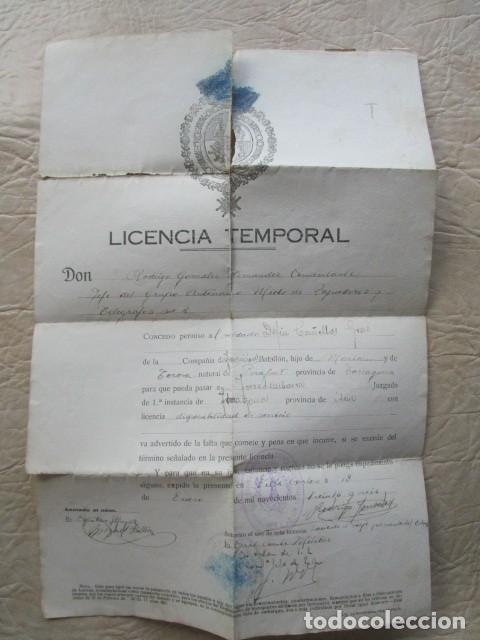 Military Antiques: documento licencia temporal a&ntilde;o 1936 firmada por comandante rodrigo gonzalez fernandez