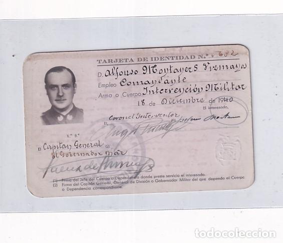 Militaria: Tarjeta de identidad militar cuerpo de intervenci&oacute;n 1940.