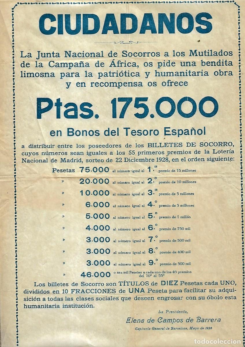 Militaria: M220-CIUDADANOS LA JUNTA NACIONAL DE SOCORROS ALOS MUTILADO DE LA CAMPA&Ntilde;A DE &Aacute;FRICA, MAYO DE 1.928