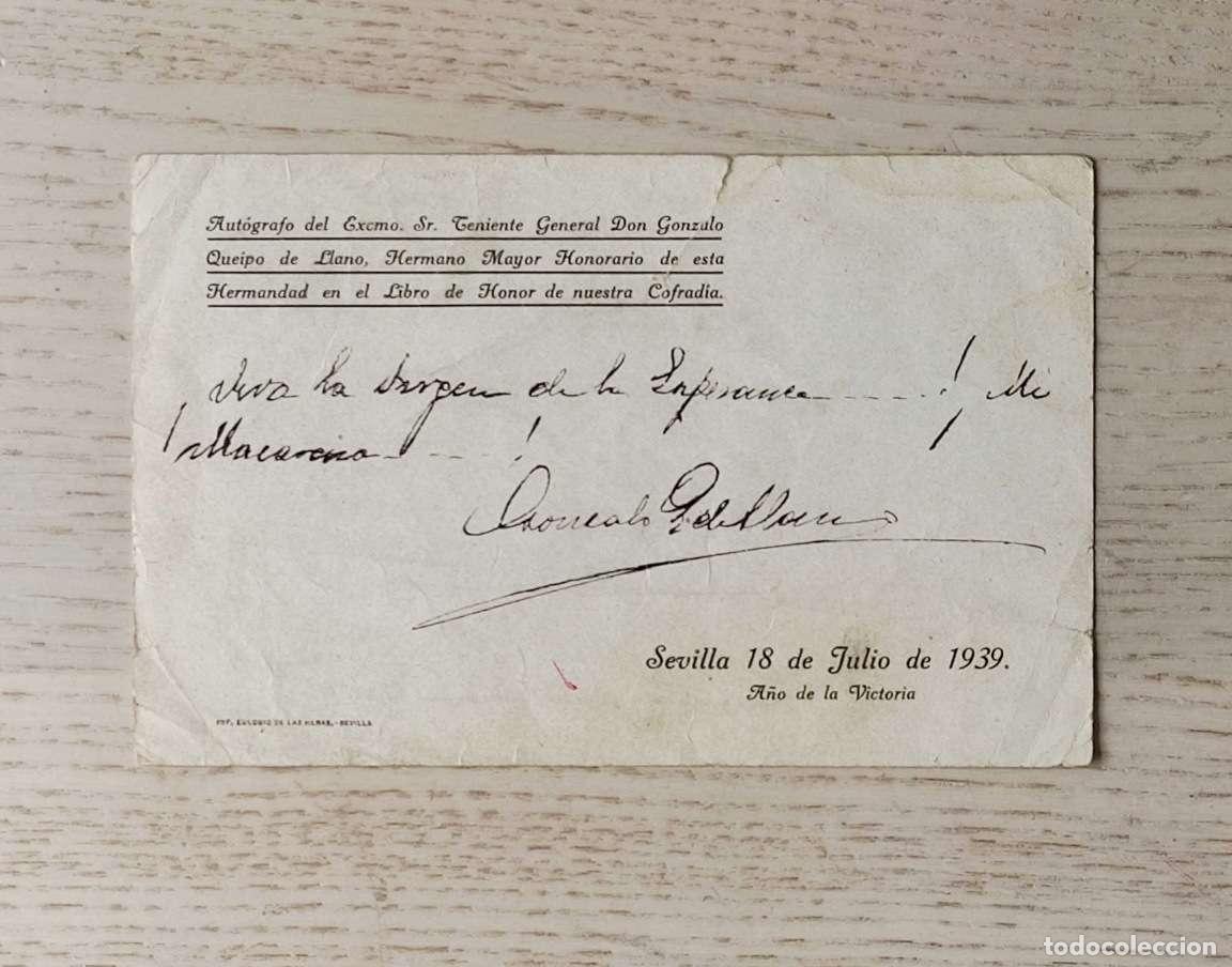 Militaria: ESTAMPA. DEDICADA Y FIRMADA POR EL TENIENTE GENERAL DON GONZALO QUEIPO DE LLANO