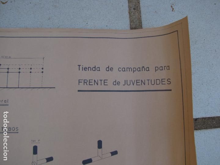 Militaria: 59.- Plano alzado y codos para tienda de campa&ntilde;a del Frente de Juventudes