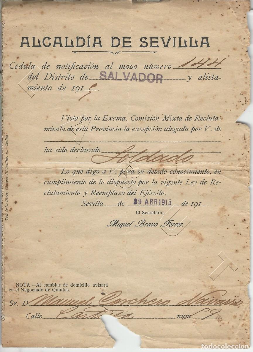 Military Antiques: 1915 SEVILLA EL SALVADOR LLAMADA A FILAS CALLE CASTILLA J95