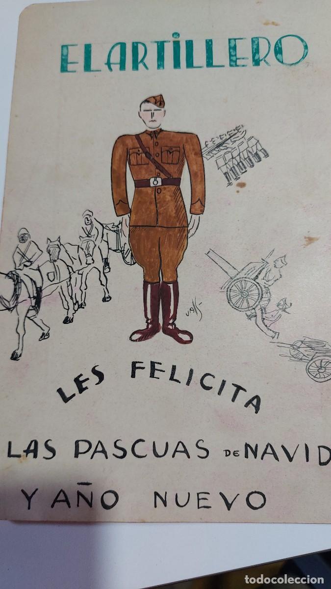 Military Antiques: Guerra Civil curiosa Felicitacion Navidad El Artillero Soldado