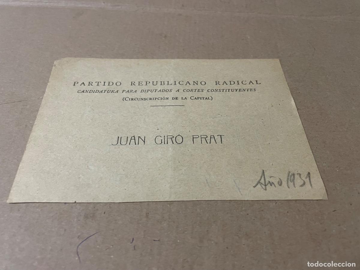 Military Antiques: PARTIDO REPUBLICANO RADICAL - ANTIGUO PANFLETO 1931- CANDIDATURA PARA DIPUTADOS A CORTES CONSTITUYEN