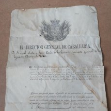 Militaria: CONCESIÓN DE LA BAJA AL CADETE MANUEL JUAN DIAZ - 1867