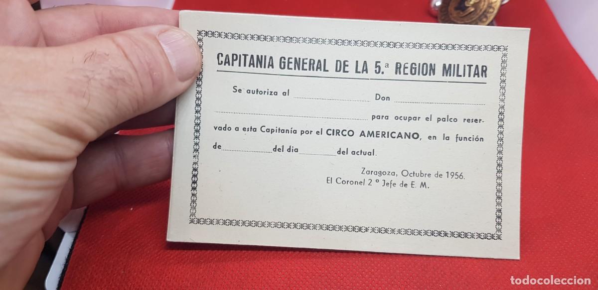 Military Antiques: Carnet autorizaci&oacute;n Circo Americano Capitan&iacute;a General Quinta Regi&oacute;n Militar Zaragoza
