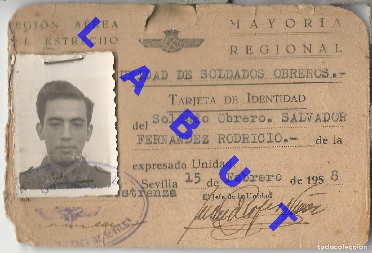 Militaria: UNIDAD DE SOLDADOS OBREROS 1958 SEVILLA AVIACION TARJETA DE IDENTIDAD L06