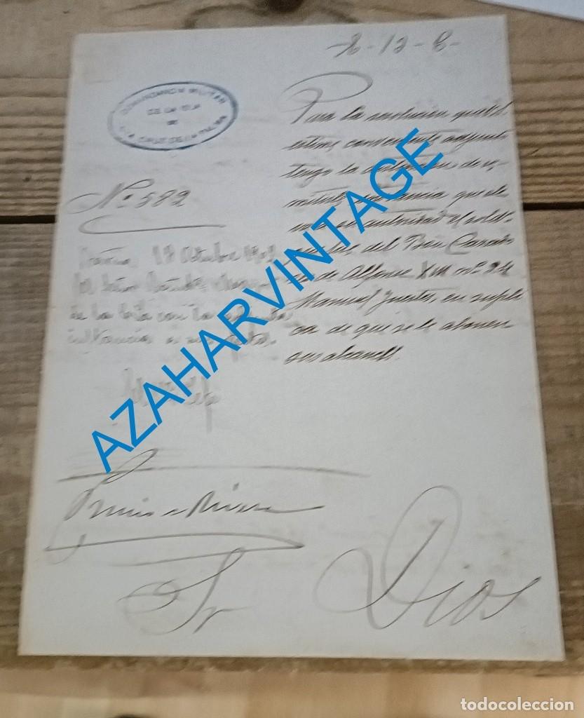 Militaria: 1902, CARTA CON MEMBRETE COMANDANCIA MILITAR DE SANTA CRUZ DE LA PALMA