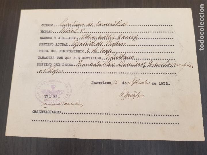 Militaria: 1932 AUXILIAR DE AEURONAUTICA,OFICIAL3&ordm; AYUDANTE DE PROFESOR