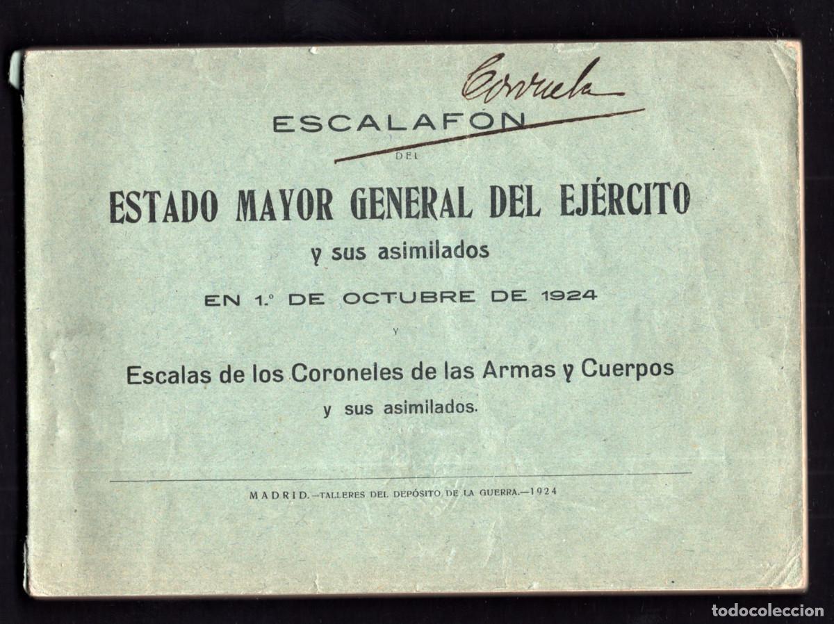 Militaria: ESCALAFON DEL ESTADO MAYOR GENERAL DEL EJ&Eacute;RCITO 1924. - Foto 1