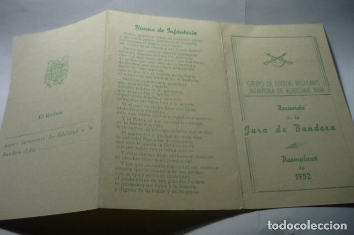 Militaria: triptico recuerdo jura bandera.-1952-regulares infanteria alhucemas num,.5 cm
