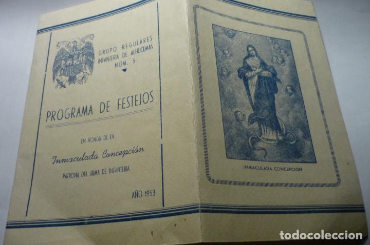 Militaria: triptico fiestas honor inmaculada concep.-1953 regulares inf.alhucemas num.5 cm
