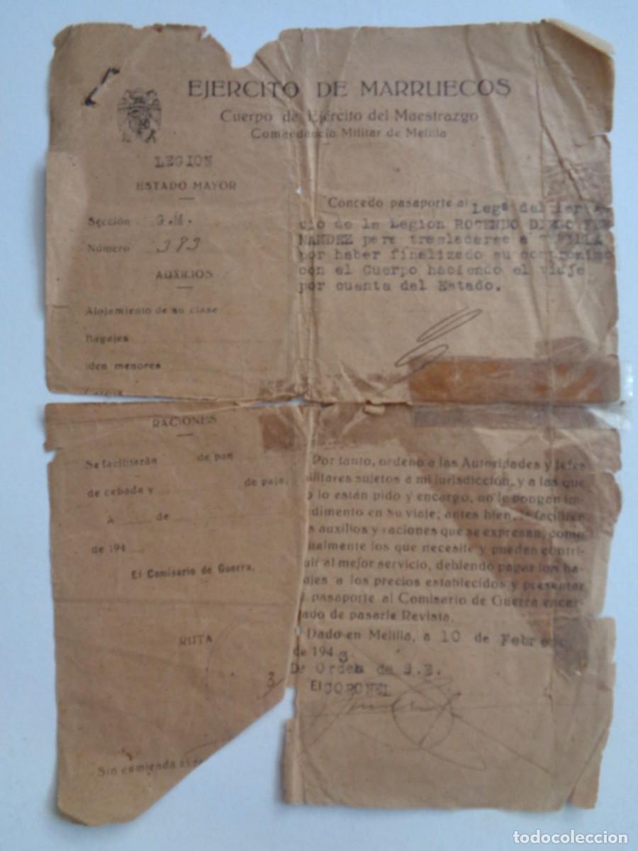 Military Antiques: EJERCITO MARRUCOS - CUERPO E. MAESTRAZGO: PASAPORTE DE LEGIONARIO 1&ordm; TERCIO LEGION. MELILLA 1943