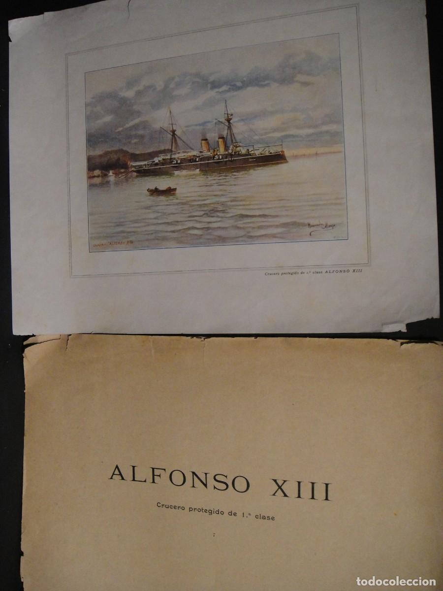 Militaria: alfonso XIII - crucero protegido de 1&ordf; clase - ilustracion de hernandez monj&oacute;