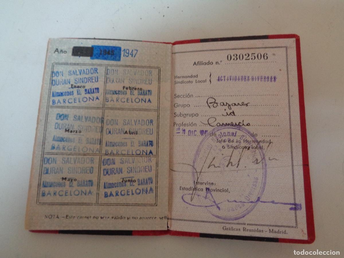 Militaria: Carnet Falange de comercio con sellos - Foto 3