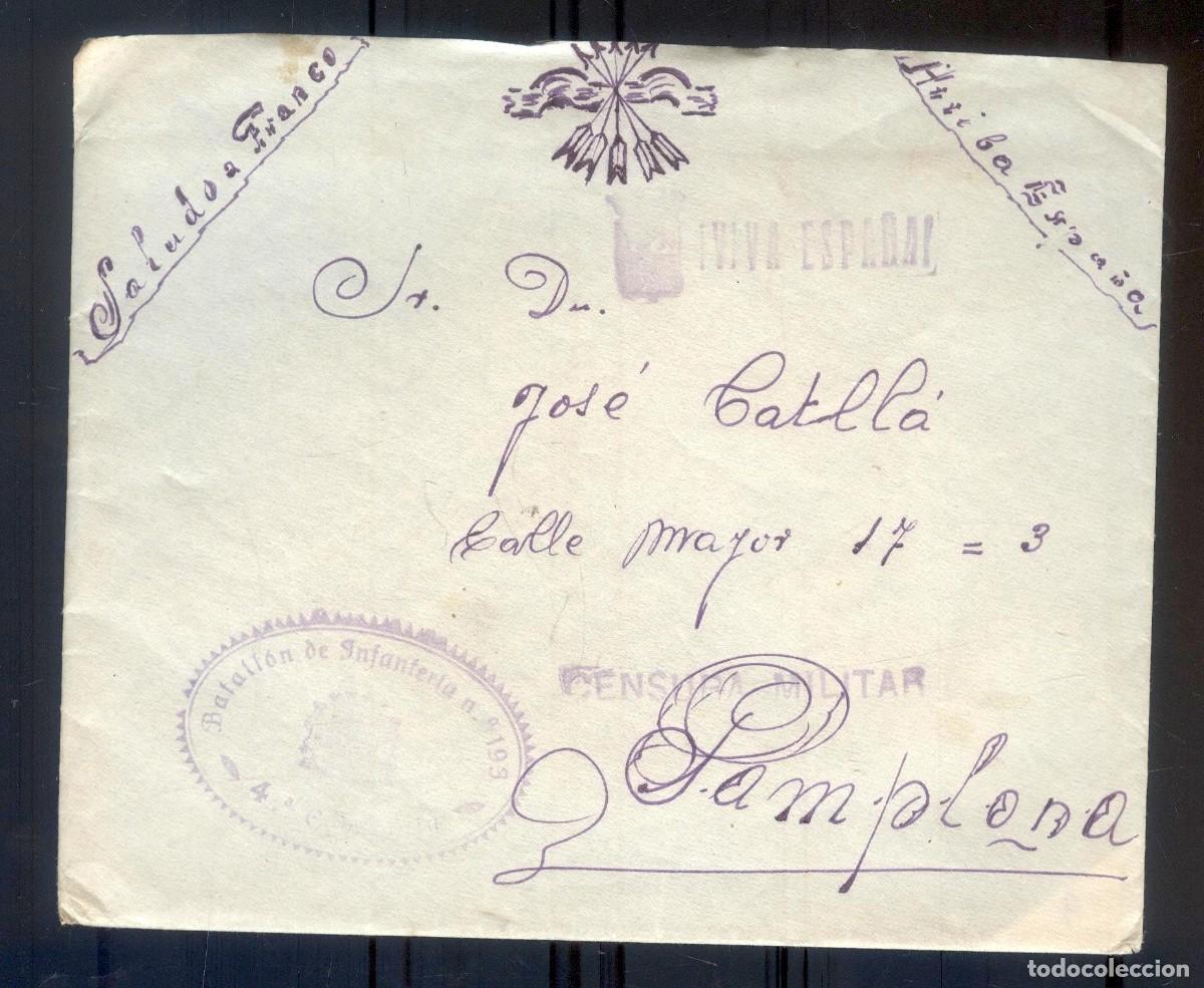 Militaria: NUMULITE P0239 Sobre con carta Pamplona Censura militar Divisi&oacute;n 93 Batall&oacute;n 4&ordf; Compa&ntilde;&iacute;a