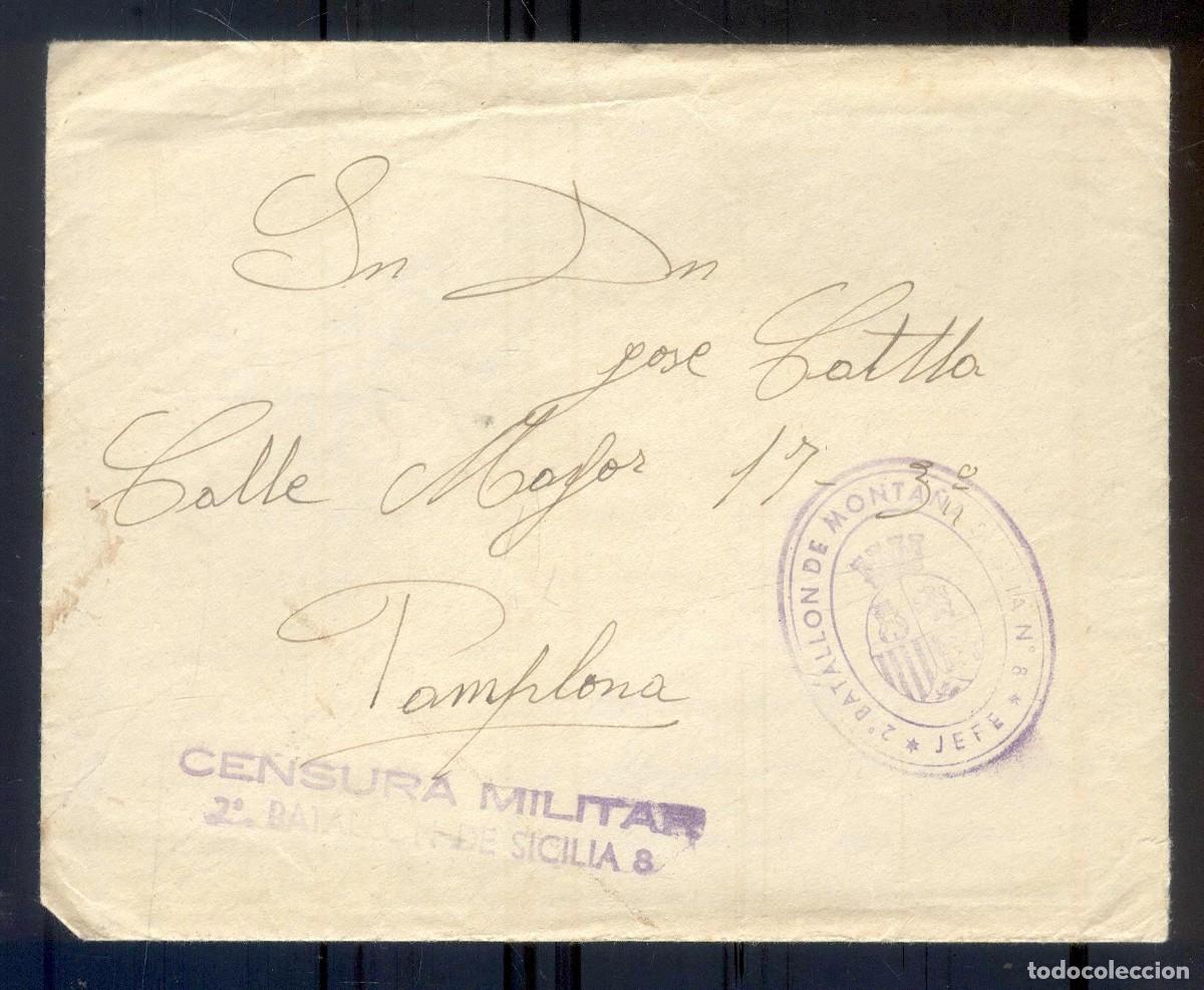 Militaria: NUMULITE P0241 Sobre con carta Pamplona Censura militar 2&ordf; Batall&oacute;n de Monta&ntilde;a Jefe