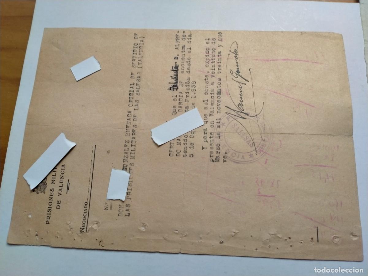 Militaria: guerra-civil documentos republica prision militar de salesas - valencia