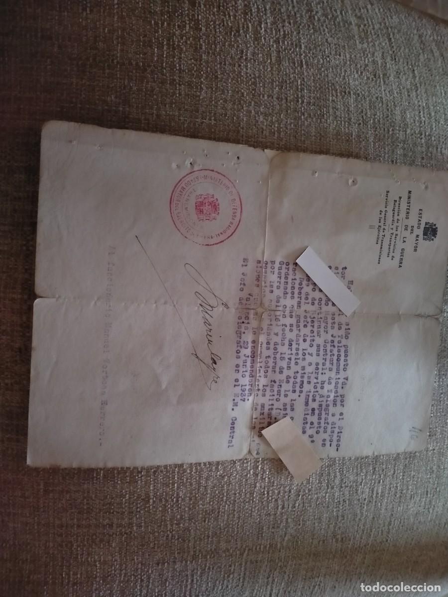 Militaria: guerra civil republica documento valencia 1937