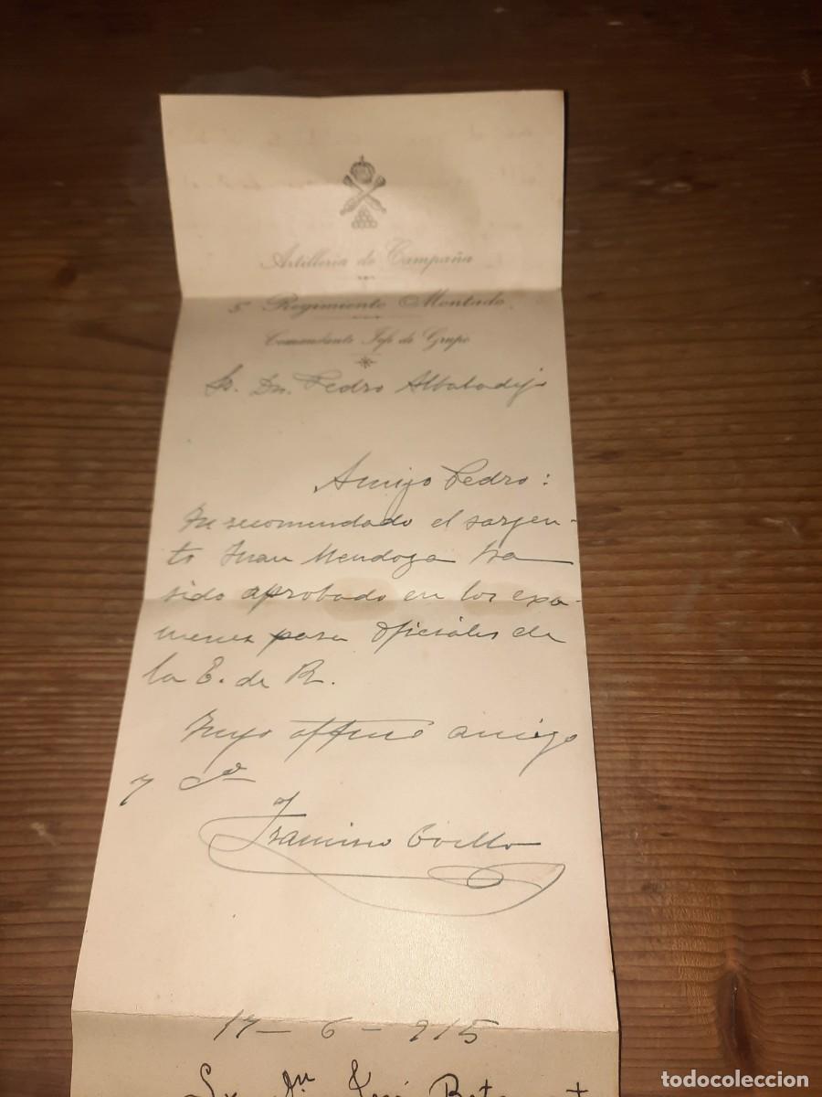 Militaria: Antiguo documento militar artilleria d campa&ntilde;a 5&deg;regimiento montado a&ntilde;o 1915 firma francisco Coello