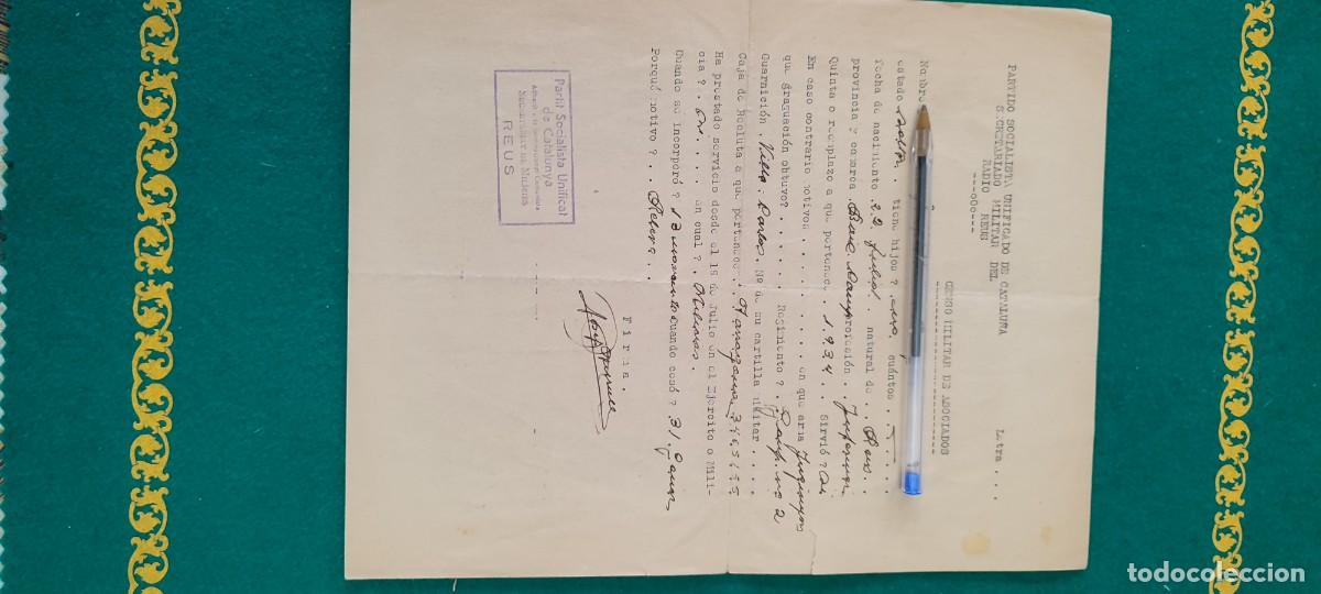 Militaria: Documento Rep&uacute;blica guerra civil sindicato UGT CNT AIT
